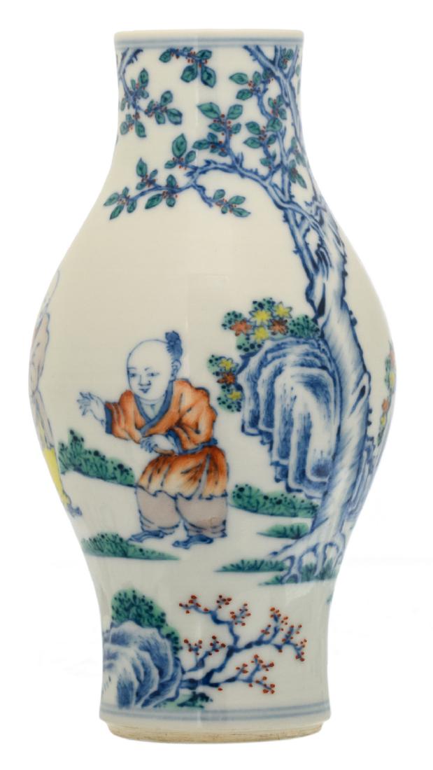 A Chinese doucai baluster shaped vase overall decorated (1 of 6)