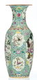 A Chinese turquoise ground famille rose floral - 2