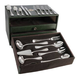 A cutlery storage chest with a 128 pieces silver plated: A cutlery storage chest with a 128 pieces silver plated Christofle - France cutlery set