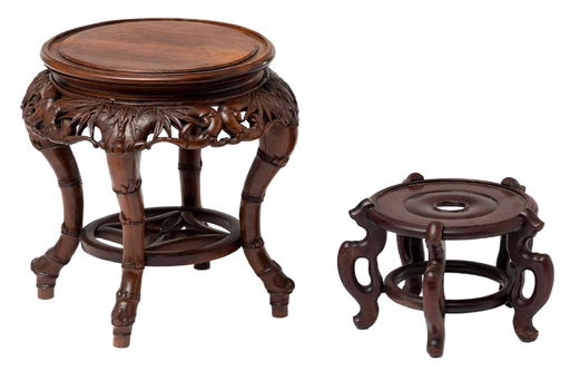 An Oriental Carved Bamboo Imitation Hardwood Stool An Oriental Carved Bamboo Imitation Hardwood Stool