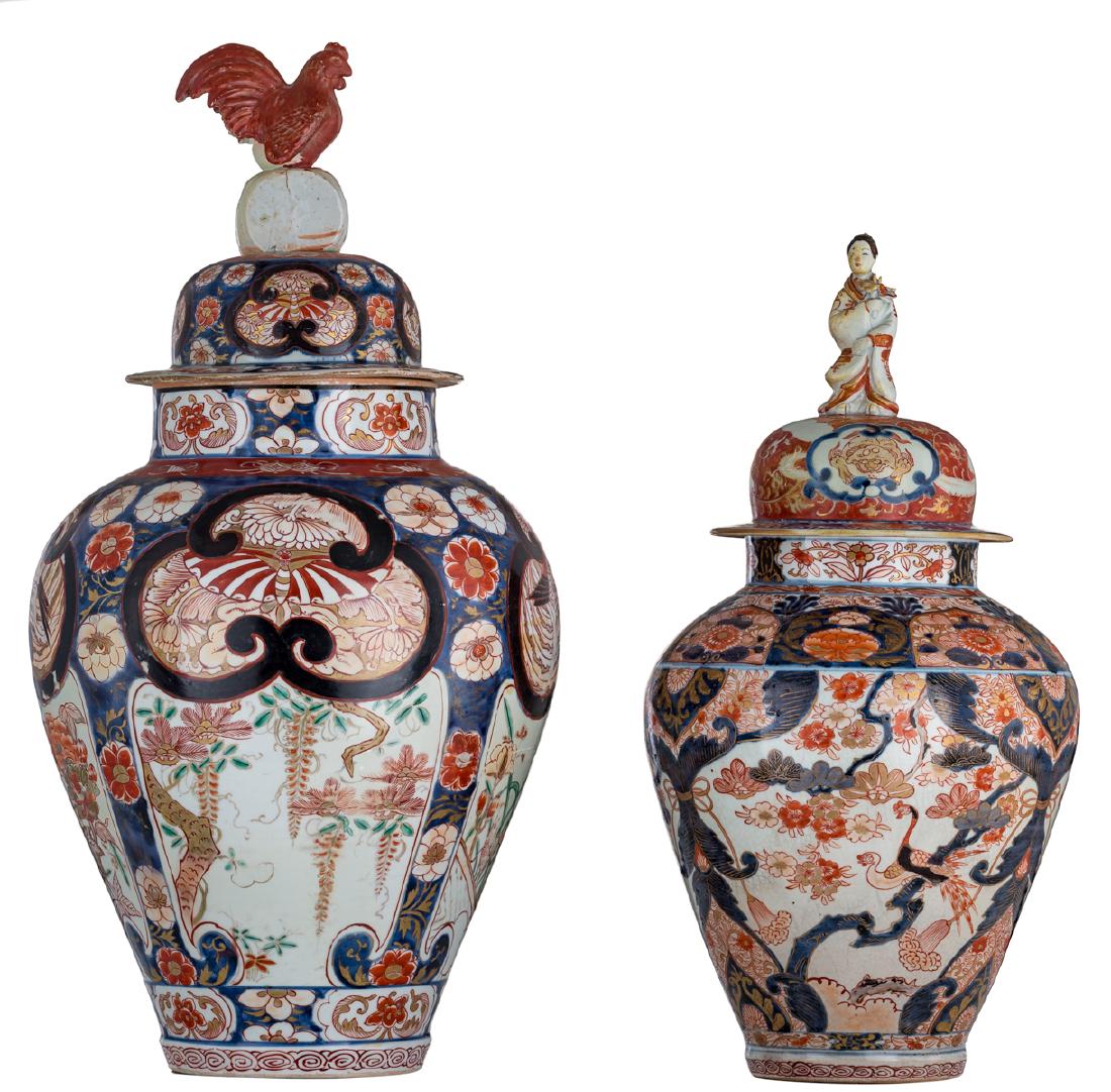 A Japanese Arita Imari covered jar, decorated with (1 of 6)