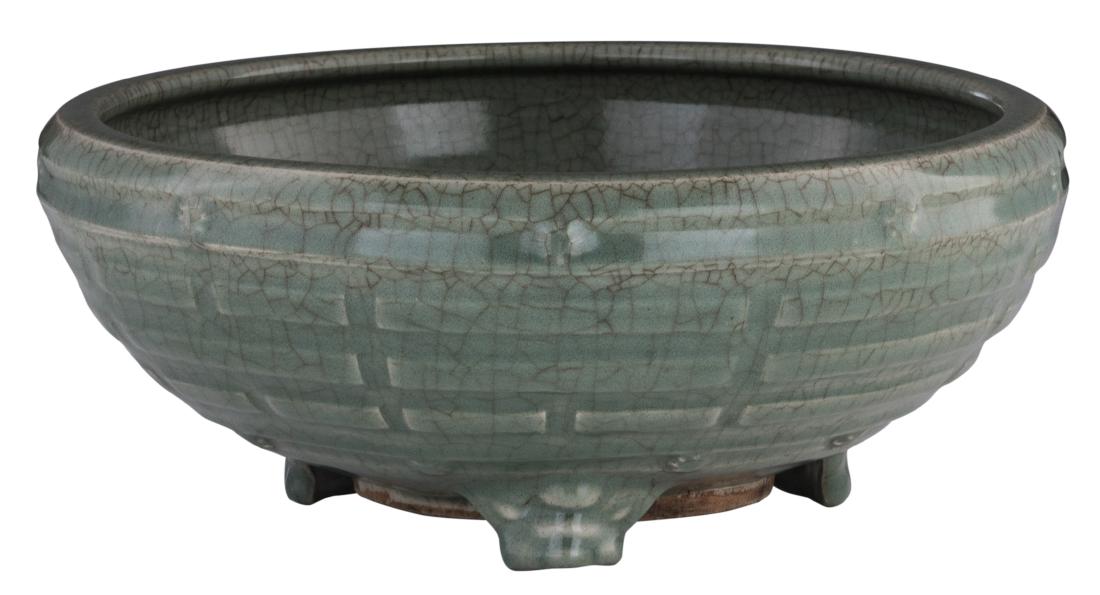 A Chinese celadon glazed incense burner on three animal (1 of 7)
