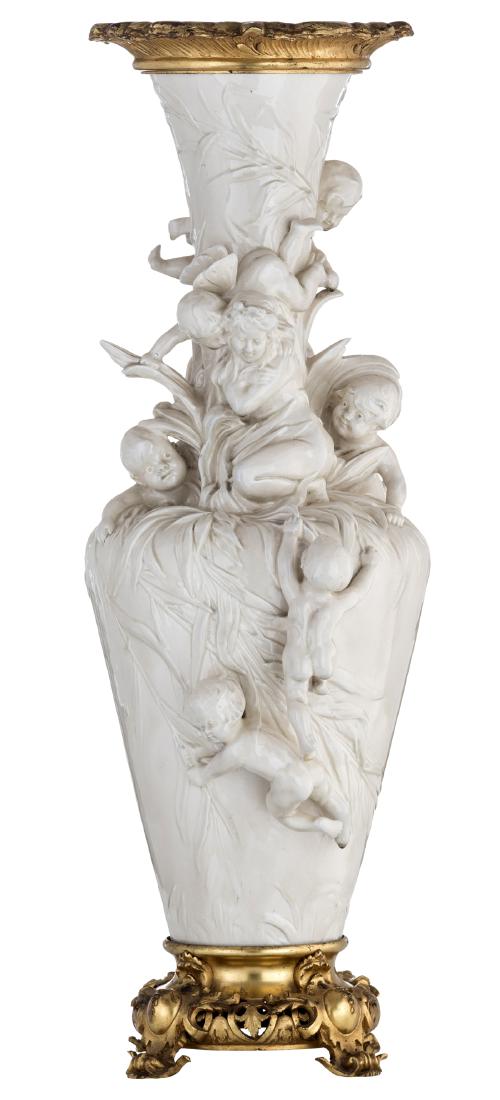 A very rare Art Nouveau period glazed creamware vase, (1 of 6)