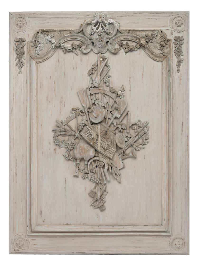 A patinated LXVI wall panelling, H 166 - W 125 cm: A patinated LXVI wall panelling, H 166 - W 125 cm