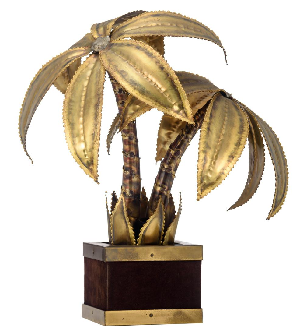 A vintage brass Maison Jansen palm tree lamp on a with (1 of 7)