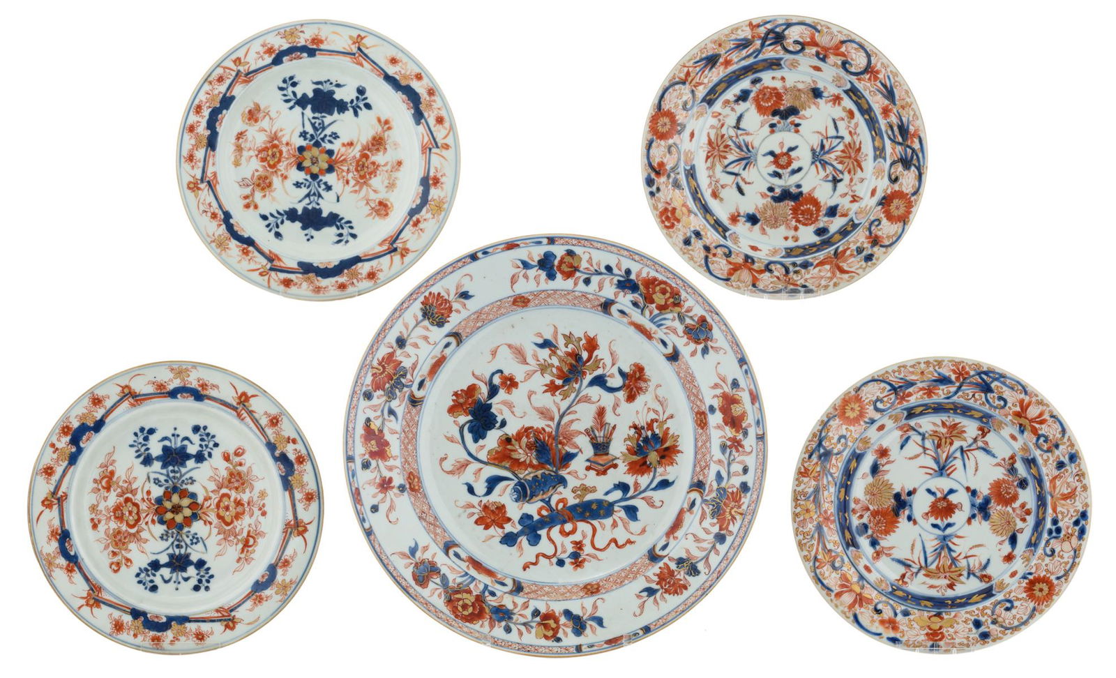 A Chinese Imari plate, decorated with lotus flowers and (1 of 2)