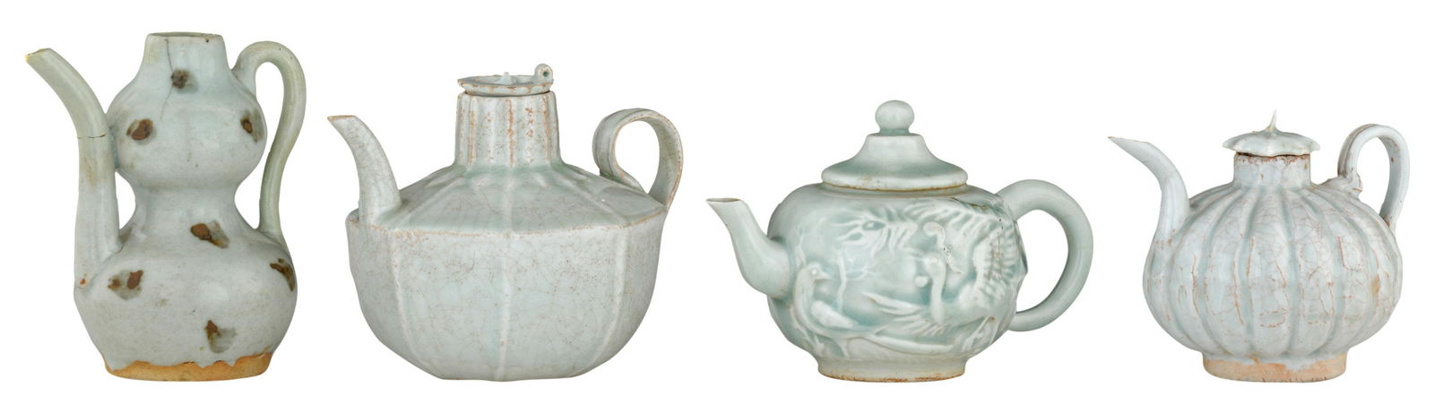 Three Chinese Song style qingbai ware teapots, one (1 of 8)