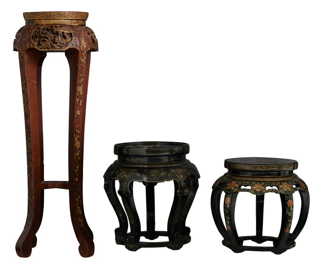 A Chinese red lacquered and sculpted wooden base, H 112 (1 of 7)