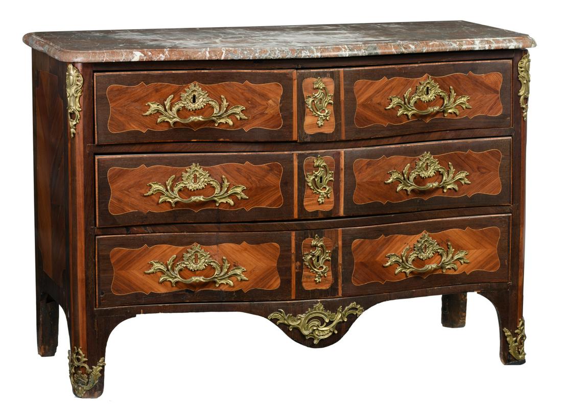 A French mahogany and rosewood veneered 'commode a la (1 of 10)