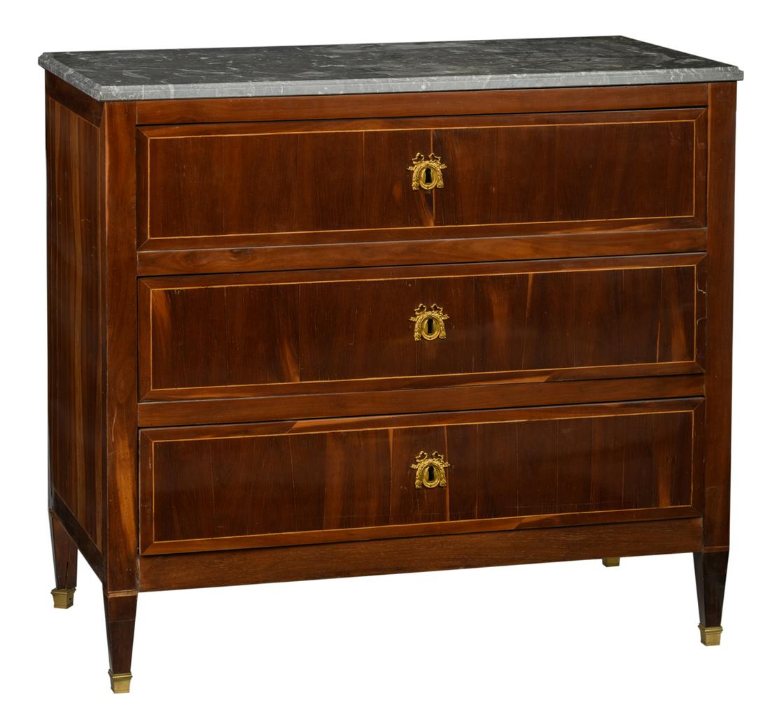 A neoclassical mahogany, rosewood and walnut veneered (1 of 10)