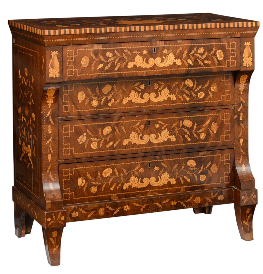 A Dutch neoclassical mahogany veneered commode, the (1 of 7)