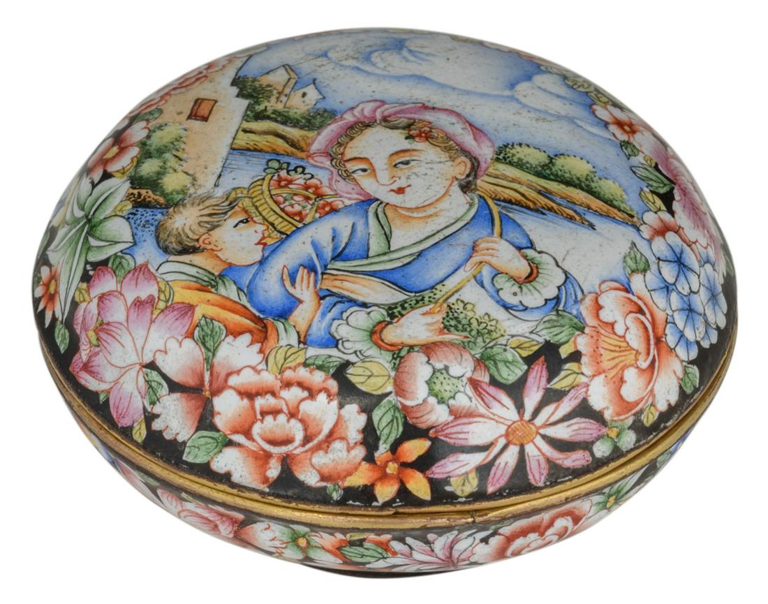 A Chinese email de Canton mille-fleurs seal paste box, (1 of 8)