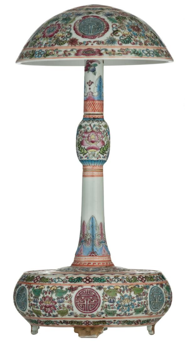 A Chinese famille rose and polychrome hat stand, (1 of 7)