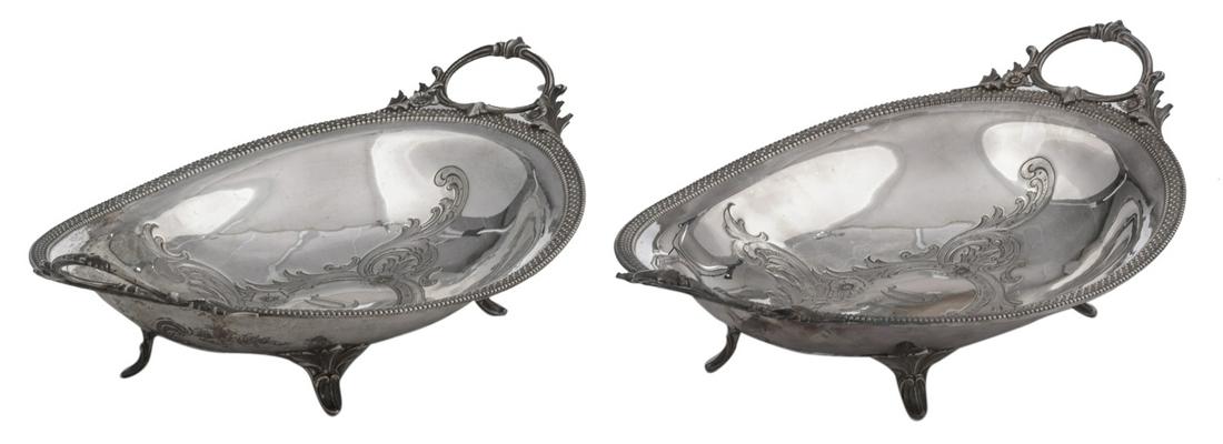 A pair of 19thC Rococo Revival silver vegetable dishes, (1 of 11)