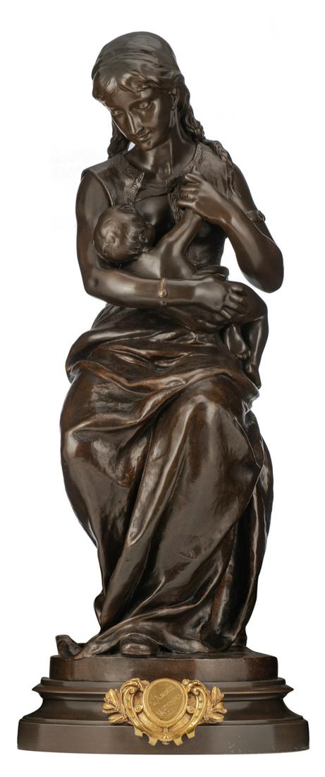 Dumaine E., 'L'amour Maternelle', patinated bronze, H (1 of 7)