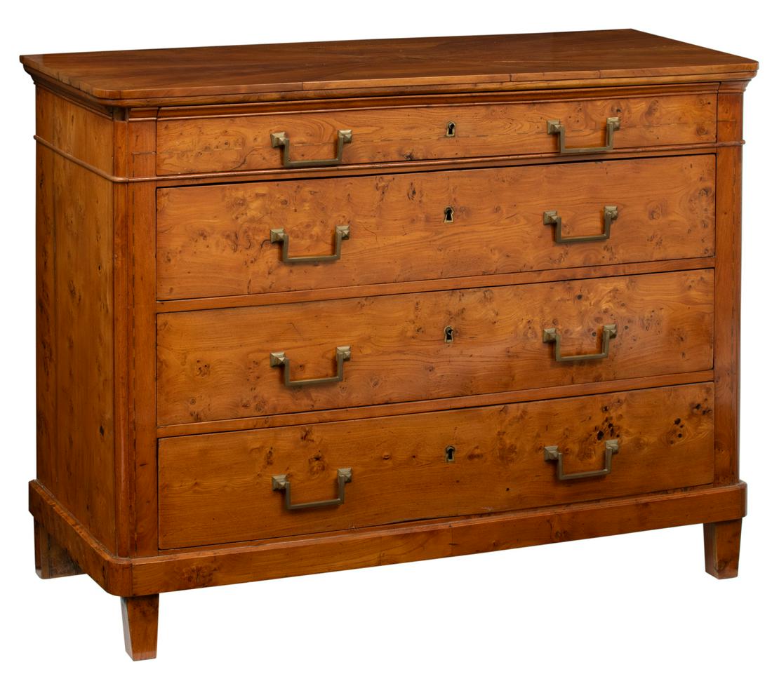A Biedermeier burl cherry and cherry wood chest of (1 of 6)