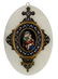 A French champlevé Holy Water font on an onyx marble,