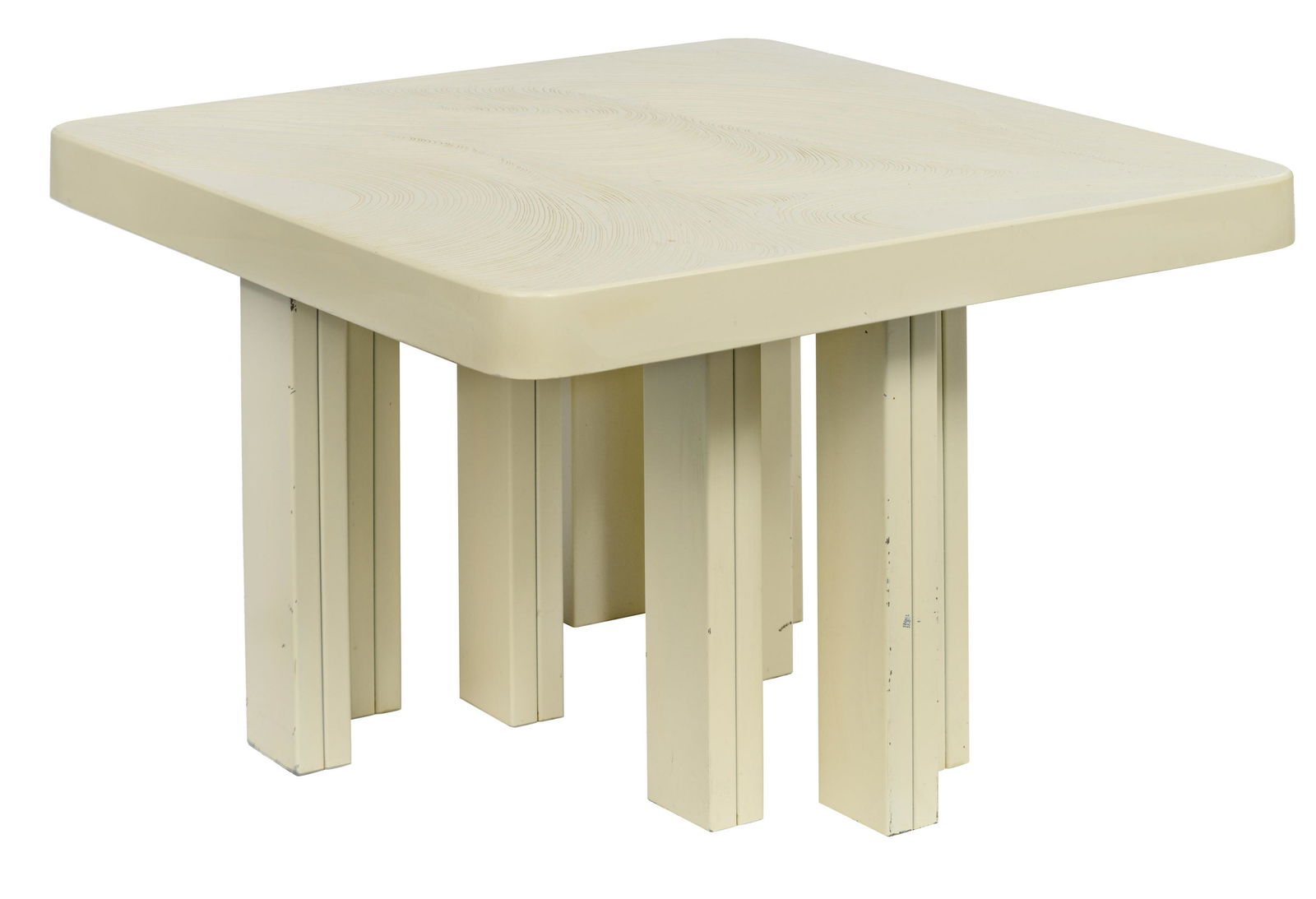 A '70s design off-white resin coffee table, by Jean: A '70s design off-white resin coffee table, by Jean Claude Dresse, H 41,5 - W 60 - D 60 cm