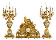 A very imposing Neoclassical ormolu bronze three-piece