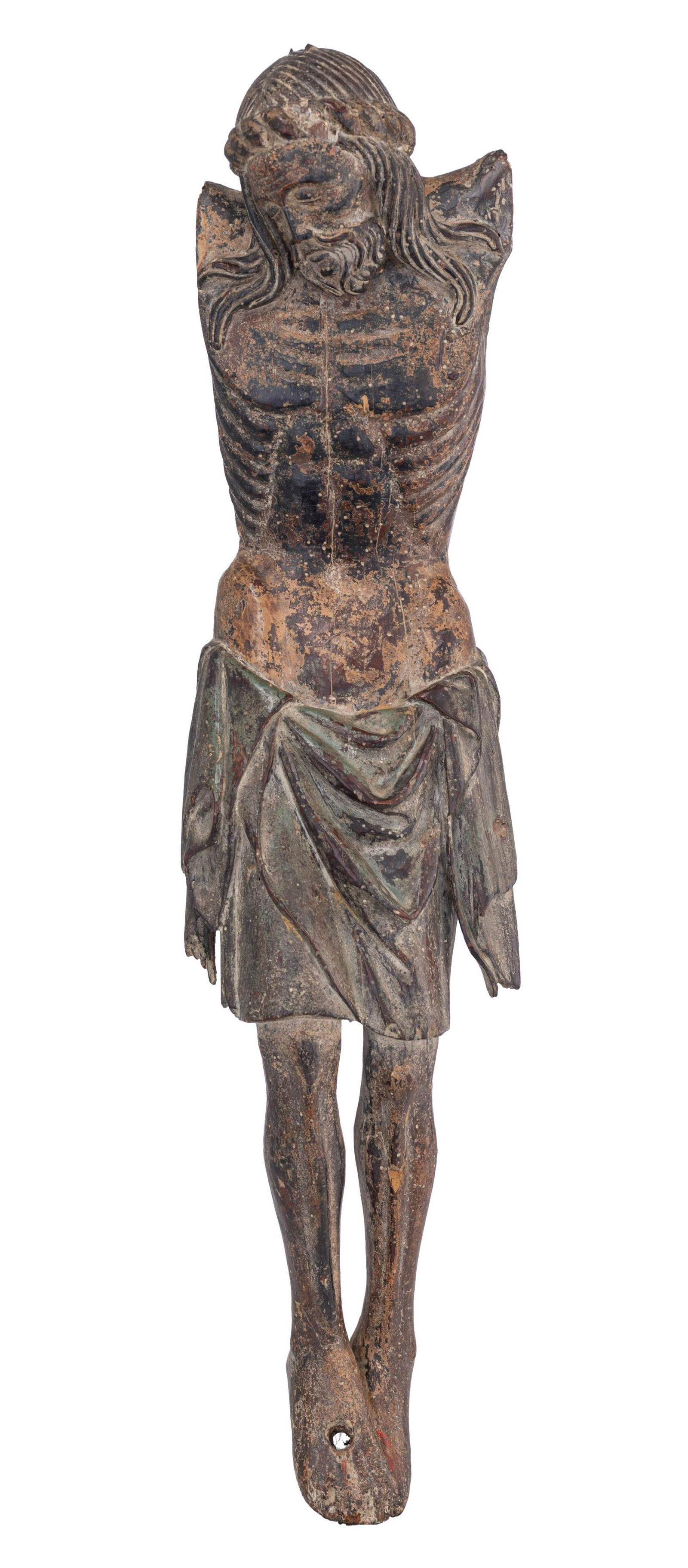 A Corpus Christi, in the style of the Gothic: A Corpus Christi, in the style of the Gothic mannerism, H 58 cmA carved limewood Corpus Christi, in the style of the Gothic mannerism, with traces of polychrome paint, H 58 cmLoincloth (the folds) and