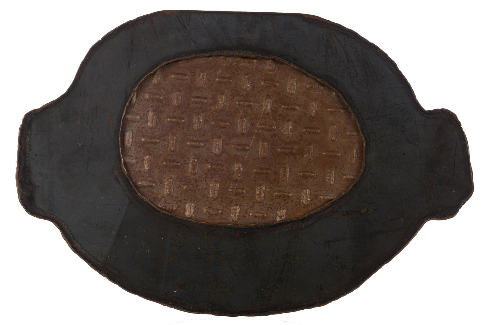 Susana Solano (1946), 'Patena de transit (6)', 1987,: Susana Solano (1946), 'Patena de transit (6)', 1987, 35 x 53 cmSolano S., 'Patena de transit (6)', 1987, cast iron and steel, the bottom with a welded 'S' as a monogram, 35 x 53 cmProvenance: an impor