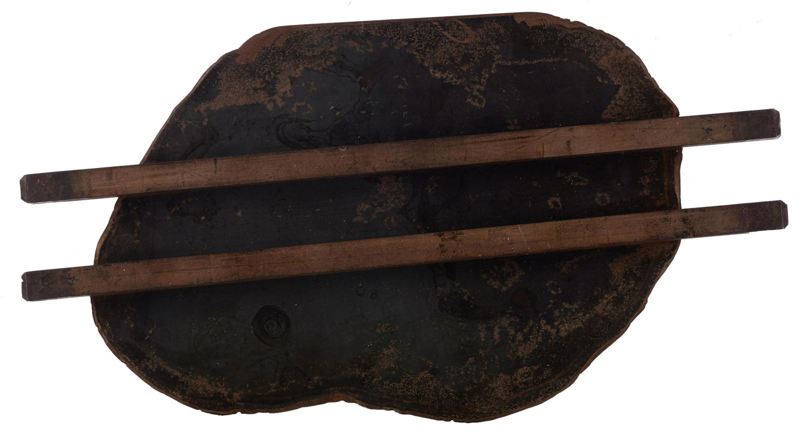 Susana Solano (1946), 'Patena de transit (1)', 1987,: Susana Solano (1946), 'Patena de transit (1)', 1987, 35 x 53 cmSolano S., 'Patena de transit (1)', 1987, cast iron and steel, the bottom with a welded 'S' as a monogram, 35 x 53 cmProvenance: an impor