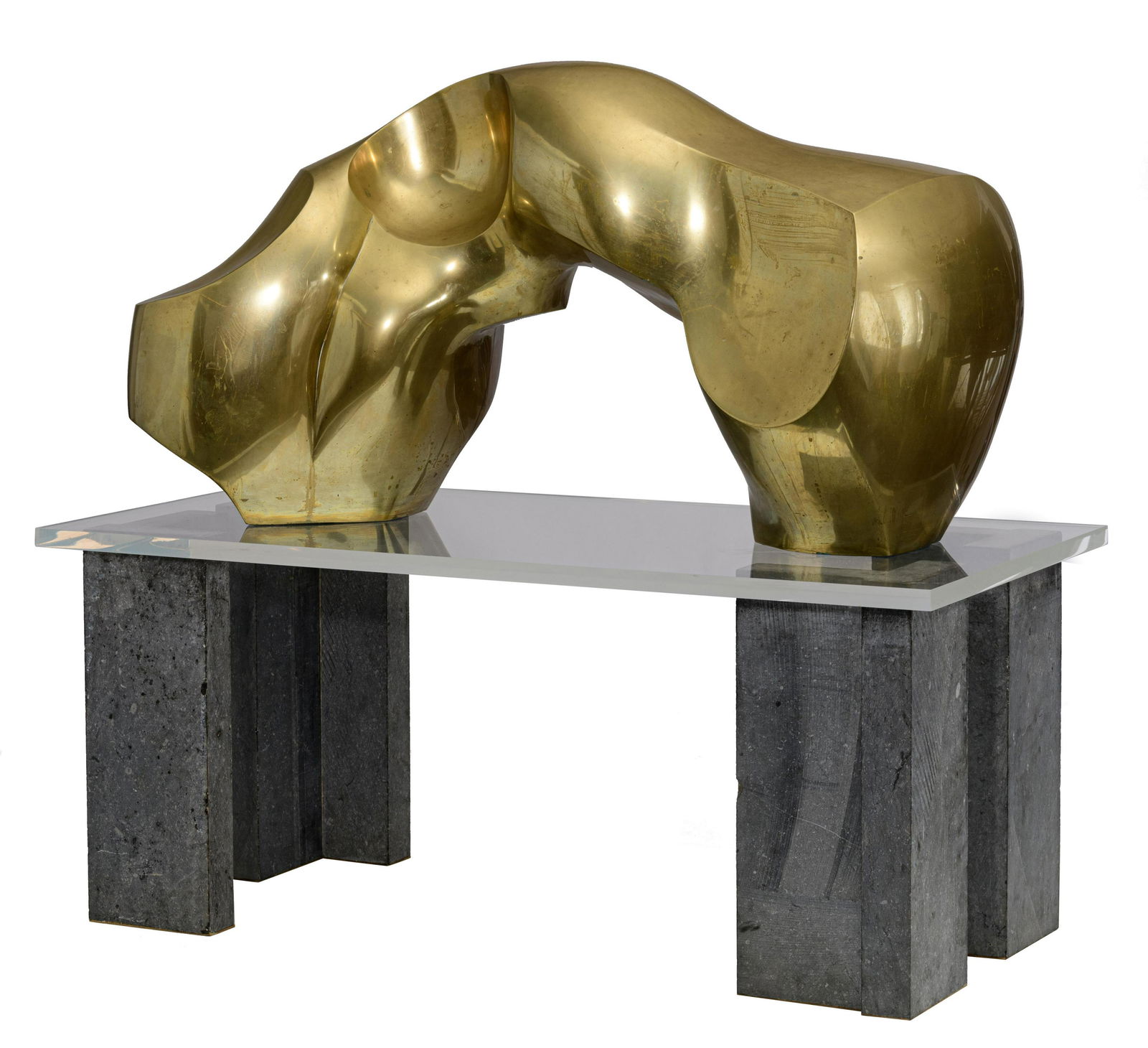 Pol Spilliaert (1935), 'Sehnsucht', H 49 - W 98 - D 39: Pol Spilliaert (1935), 'Sehnsucht', H 49 - W 98 - D 39 cmSpilliaert P., 'Sehnsucht', subtitled: 'Boven het etherische blauw' (Above the ethereal blue), polished bronze, H 49 - W 98 - D 39 cm, presente