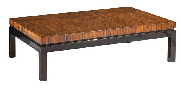 A wenge coffee table, designed by Jules Wabbes, Mobilier Universel, H 36,5 - W 123 - D 78 cm: A wenge coffee table, designed by Jules Wabbes, Mobilier Universel, H 36,5 - W 123 - D 78 cmA wenge coffee table, on a wooden base, designed by Jules Wabbes for Mobilier Universel, H 36,5 - W 123 - D