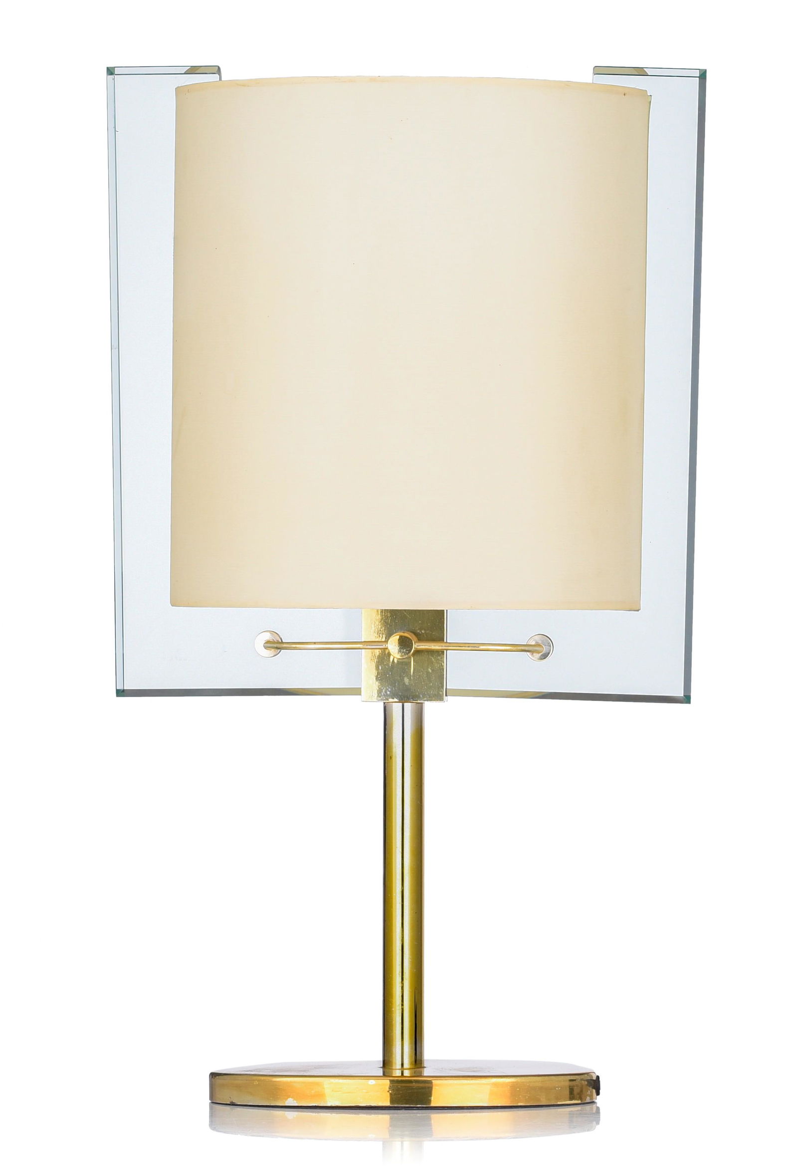 A brass and glass model 2833 design table lamp by Nathalie Grenon for Fontana Arte, Italy, H 61 cm (1 of 5)