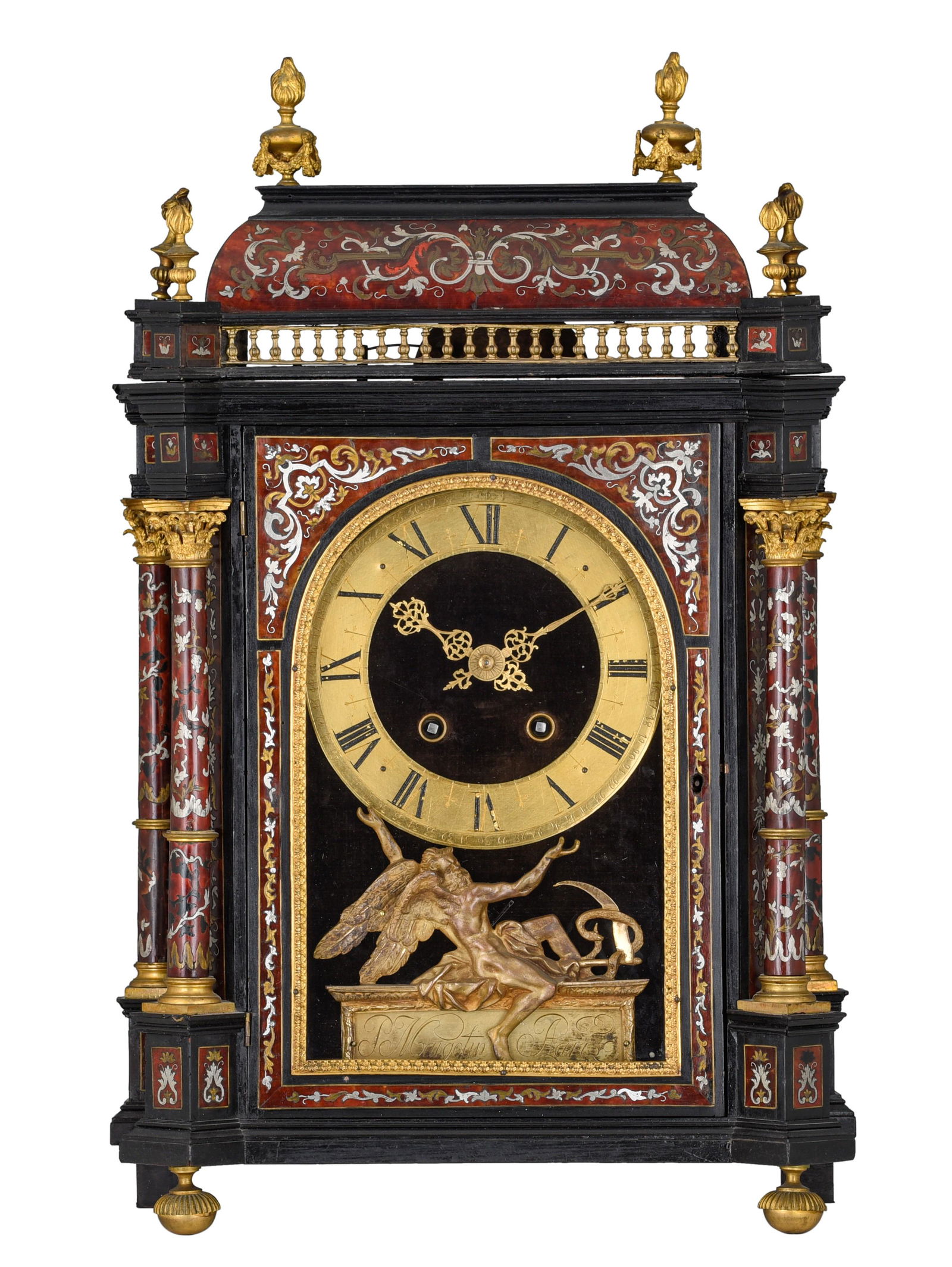 A Louis XIV-style Boulle marquetery 'Pendule Religieuse', signed 'P. Margotin, a Paris', 19thC, H 60 (1 of 8)