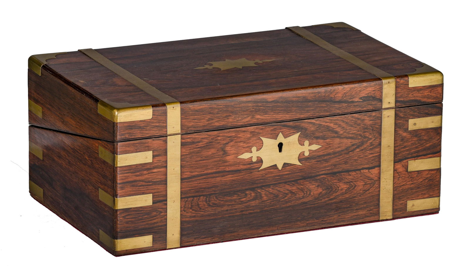 A French 19thC rosewood veneered writing box - 'Ecritoire', H 17,5 - W 41 - D 25 cm (1 of 13)