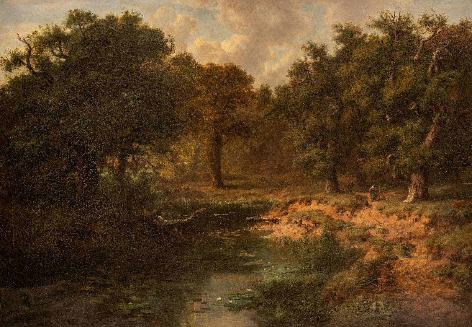 Willard Metcalf (1858-1925), figures in a forest, 19thC, oil on canvas, 71 x 103 cm (1 of 6)