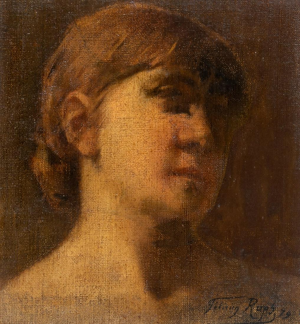 Felicien Rops (1833-1898), a study of a female head, oil on canvas on panel, 20 x 21 cm (1 of 6)