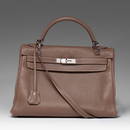 HERMES, Kelly Retourne 32 bag, Etoupe Togo, with palladium hardware