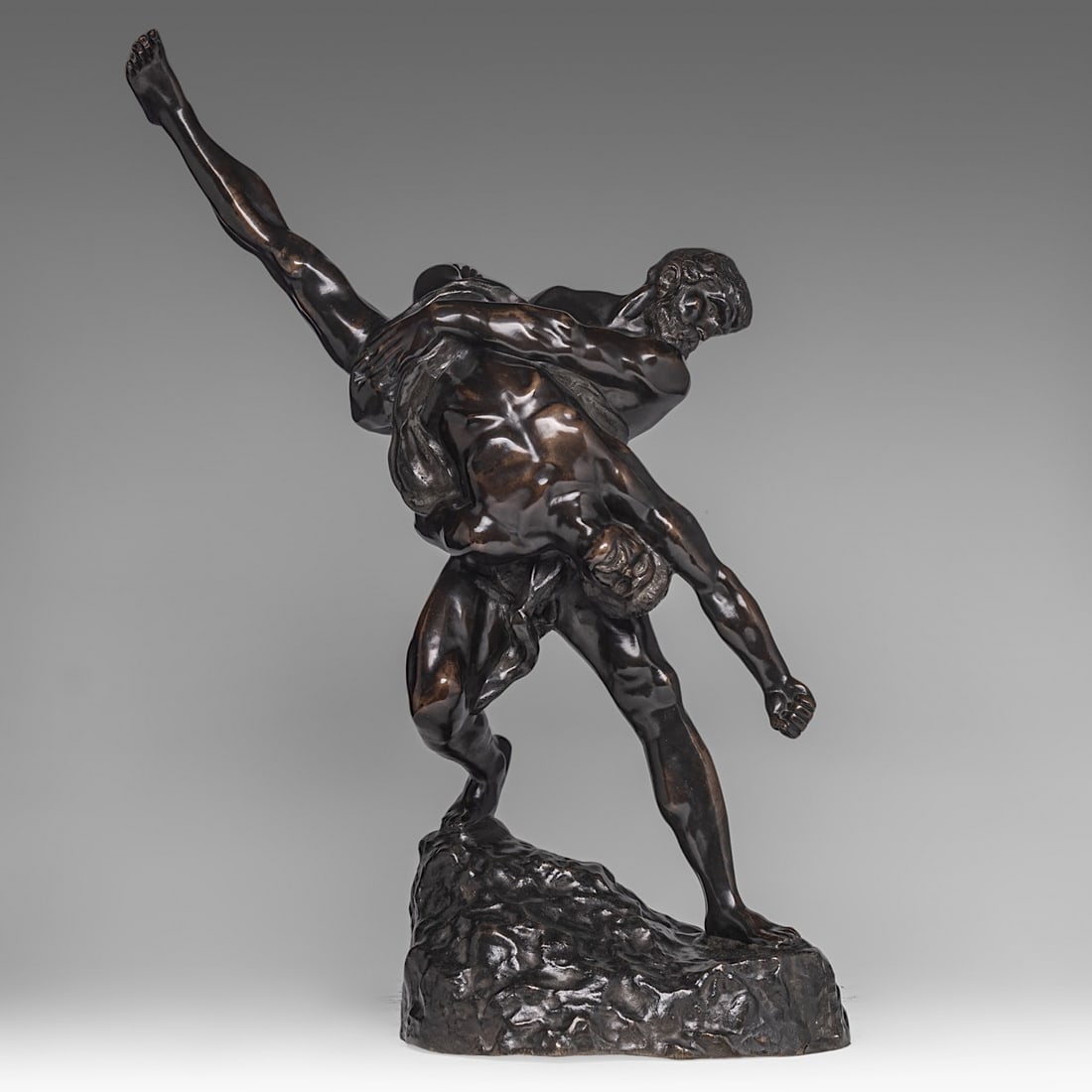 Jef Lambeaux (1852-1908) 'Les Lutteurs', dark patinated bronze, H 60 cm: Jef Lambeaux (1852-1908) 'Les Lutteurs', dark patinated bronze, H 60 cmWith a foundry stamp of 'ROB DEBRAZ FONDEUR, Ndeg 3, R. SCHMITZ 26 BRUX'.