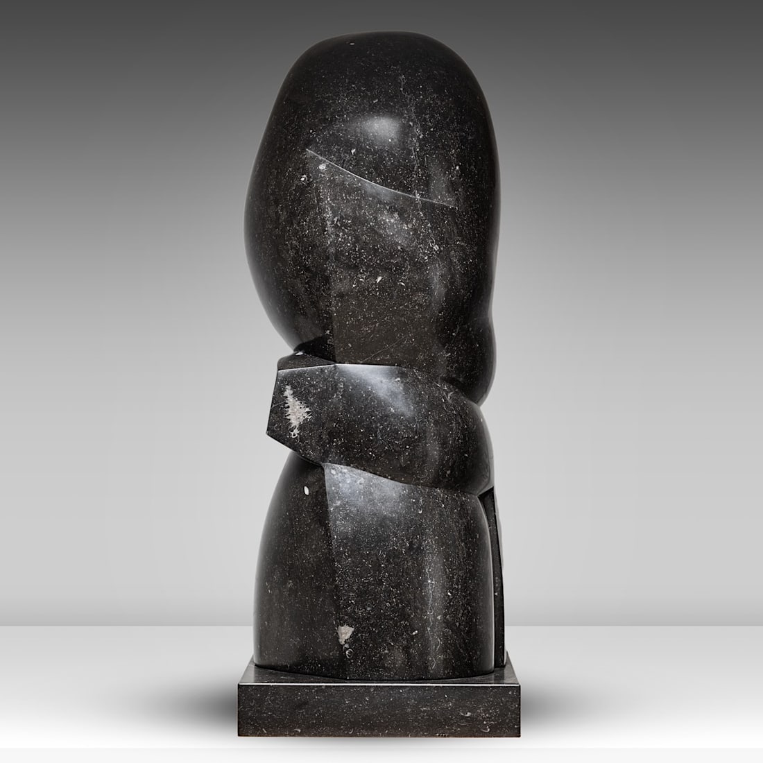 Pol Spilliaert (1935-2023), 'Omarming', polished Belgian Blue Stone, 1994 98 x 37 x 38 cm. (38.5 x: Pol Spilliaert (1935-2023), 'Omarming', polished Belgian Blue Stone, 1994(SA Carrieres Gauthier & Wincqz)Monography:Jaak Fontier, 'Pol Spilliaert', Drukkerij Lannoo NV, Tielt, 2005, p. 55, 73, 76Is po