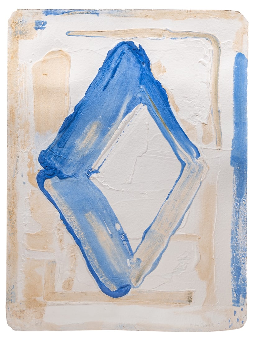 Bram Bogart (1921-2012), 'Bleu de Delft', 1989, aqua engraving, Ndeg 89/99, 110 x 80 cm. (43.3 x 31: Bram Bogart (1921-2012), 'Bleu de Delft', 1989, aqua engraving, Ndeg 89/99Signed in pencil. Published by Editions de La Difference.Is possibly subject to the Artist's Resale Right / consult 'Condition