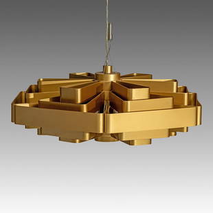 Jules Wabbes (1919-1974), hexagonal hanging lamp, model J.J.W.04, Wever & Ducre edition, H 20 - dia: Jules Wabbes (1919-1974), hexagonal hanging lamp, model J.J.W.04, Wever & Ducre edition, H 20 - dia 50 cm Label on the top of Wever & Ducre.