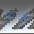 Two Chinese gilt on bleu poudre ground 'Butterflies' baluster vases and covers, mid-Qing, H 62 cm