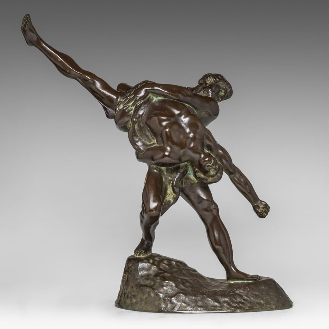 Jef Lambeaux (1852-1908), 'Les Lutteurs', patinated bronze, H 52 cm: Jef Lambeaux (1852-1908), 'Les Lutteurs', patinated bronze, H 52 cmCasted by R. Debraz Fondeur Bruxelles'. Signed on the bronze base.