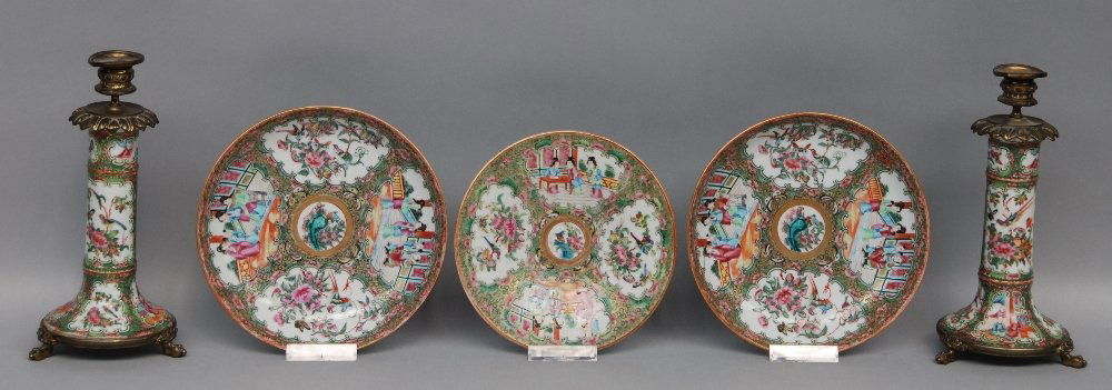 A pair of Chinese Canton candelabra; three ditto (1 of 1)