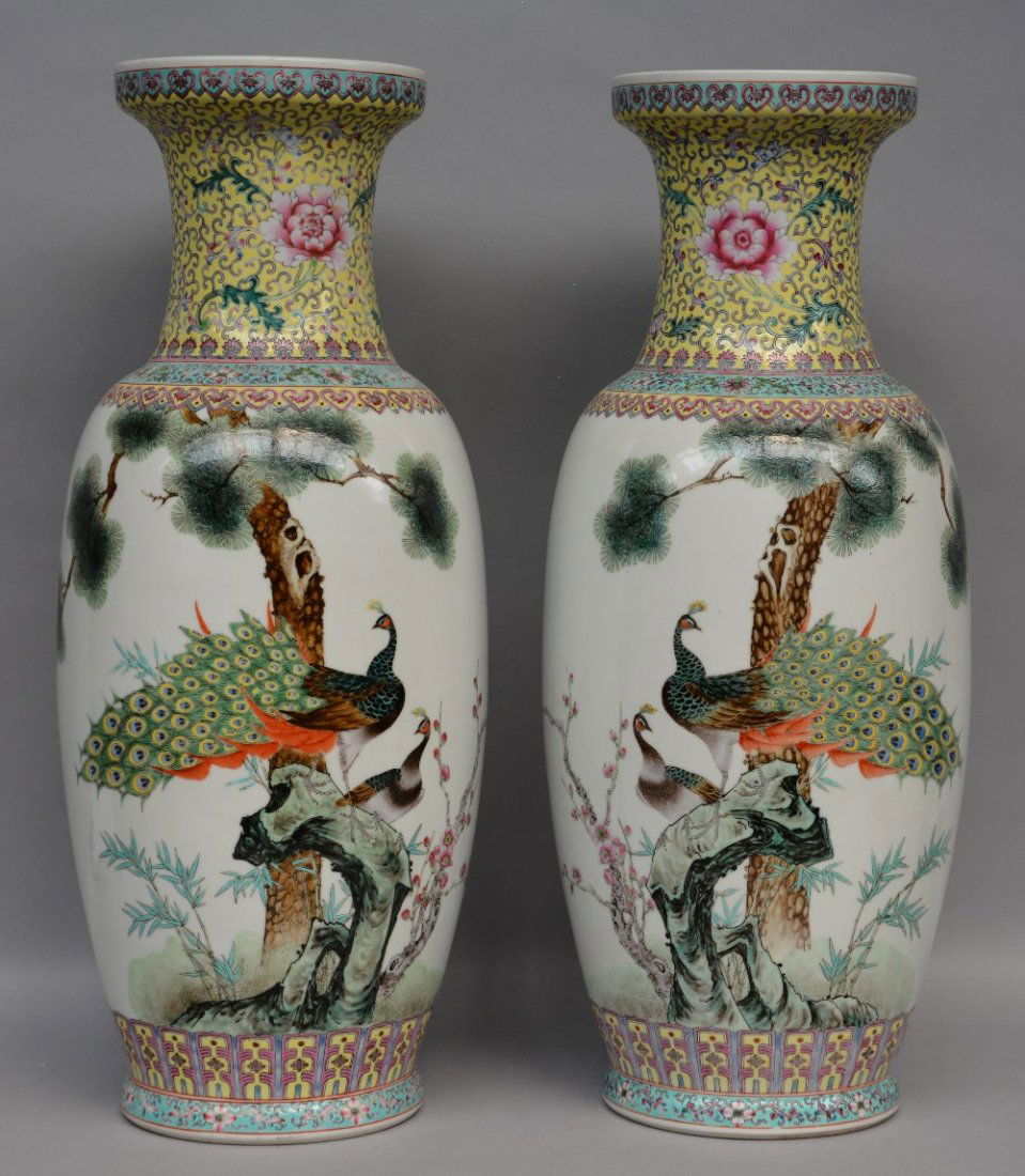 A pair of Chinese polychrome vases, decorated with (1 of 1)