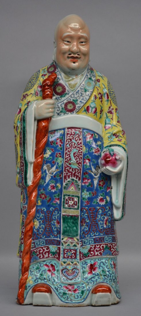 A Chinese polychrome Wise Man, marked, ca. 1900, H 56,5 (1 of 1)