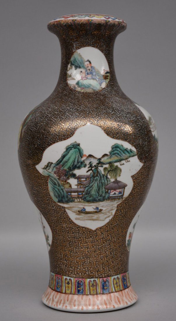 A Chinese polychrome vase, decorated with landscapes (1 of 1)