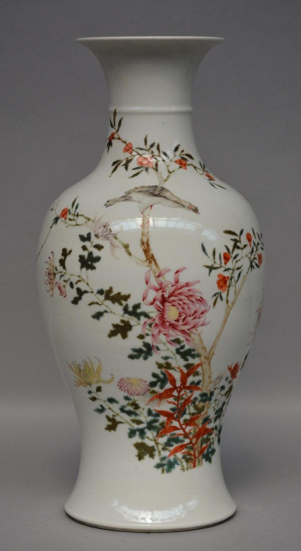 A Chinese polychrome vase, decorated with a bird on a (1 of 1)