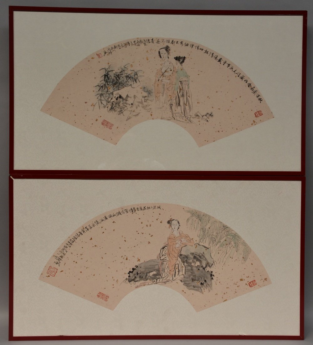 Two fan-shaped Chinese drawings (India ink and (1 of 1)