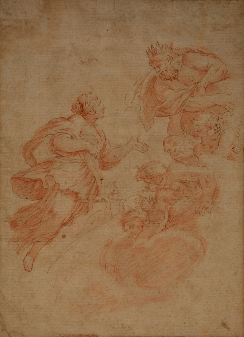 Unsigned, a drawing in bistre and red chalk, 18thC, 21 (1 of 1)
