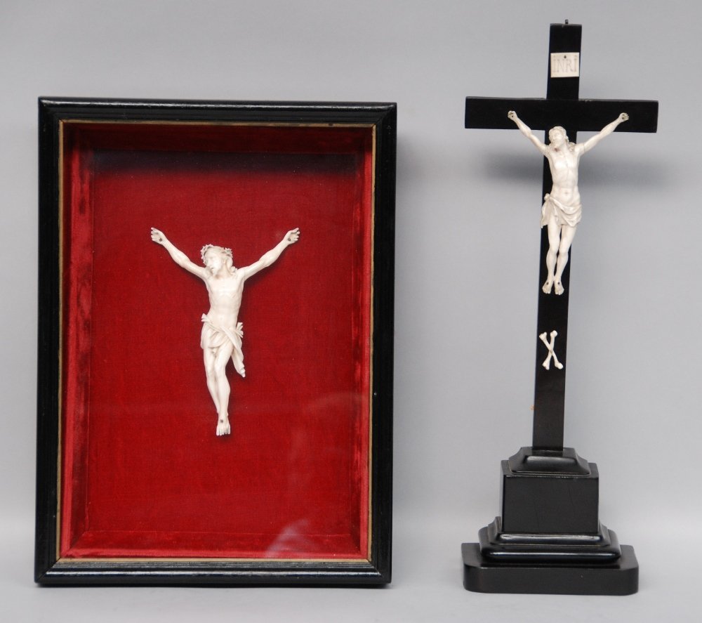 Two ivory Christ figures, 19thC, one mounted in a (1 of 1)