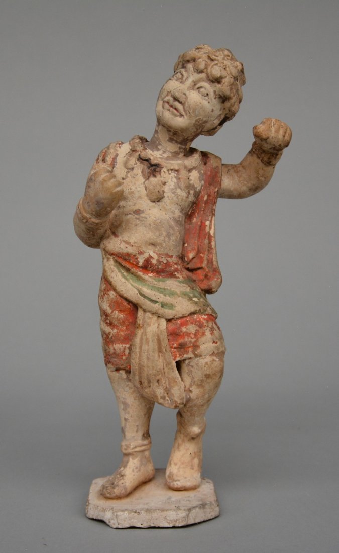 A Chinese polychrome terracotta figure of a foreign (1 of 9)