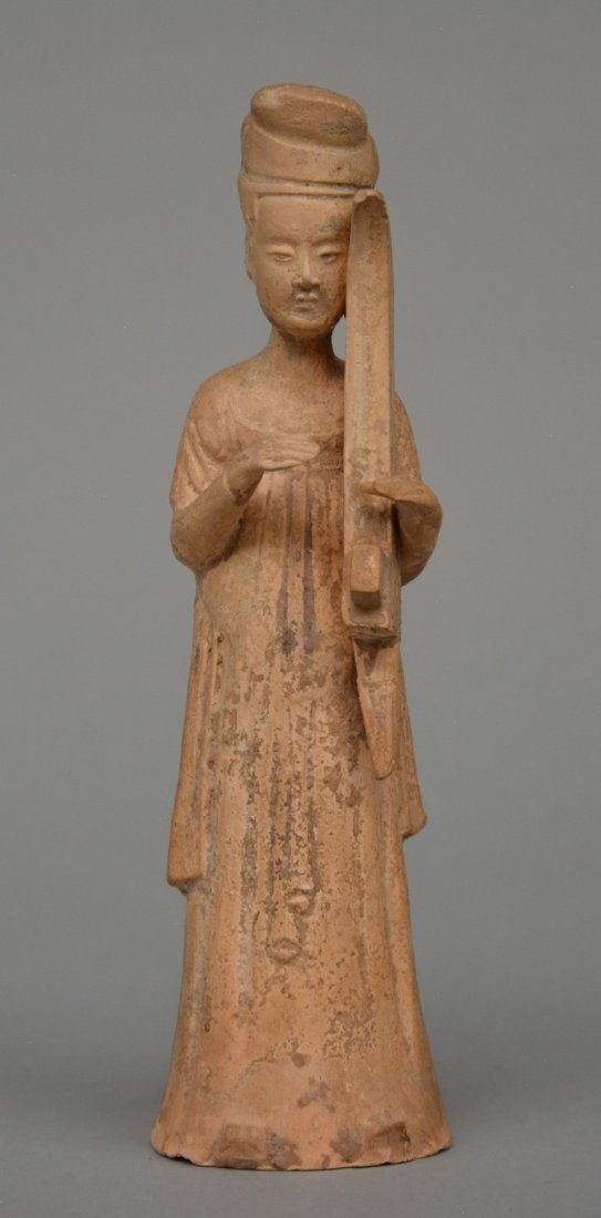 A Chinese earthenware funerary figure of a standing (1 of 7)